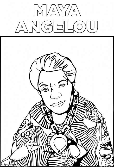 Print Maya Angelou coloring page