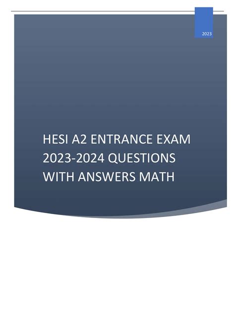 HESI A2 ENTRANCE EXAM QUESTIONS WITH ANSWERS MATH - Advanced Practice ...