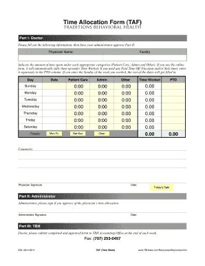 Time Allocation Form - Fill and Sign Printable Template Online