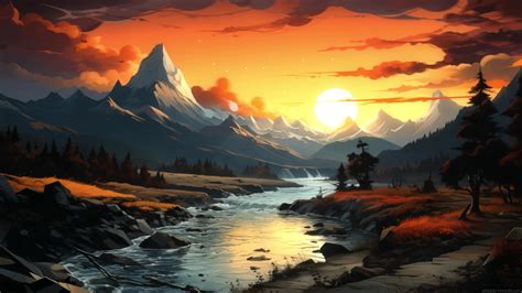 Nature Wallpaper Mountain Sunset