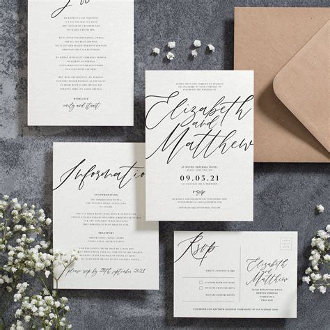 Wedding invitation bundle simple wedding invite with envelopes rsvp ...