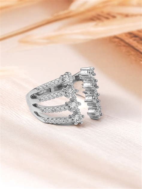 American Diamond Zirconia Layered Ring – Rubans