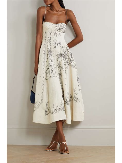 ERDEM Catalina floral-print linen midi dress | NET-A-PORTER