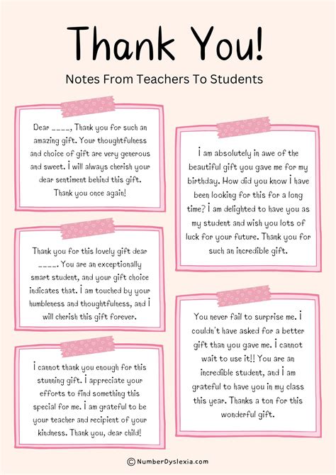 30 Thank You Notes From Teachers To Students For Gifts [PDF Included ...