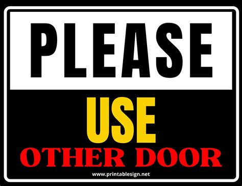 Printable Use Other Door Sign - Free Printable