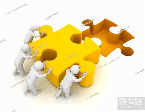 3d men pushing puzzle piece, Stock Photo, Picture And Low Budget ...