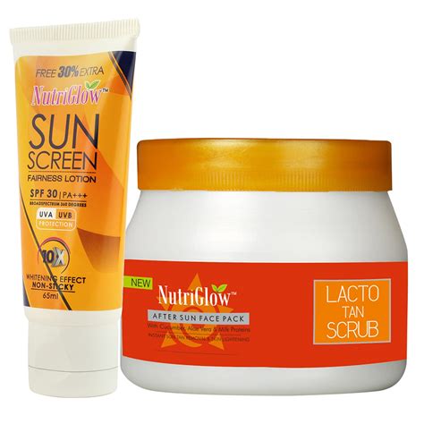 Buy NutriGlow Lacto Tan Scrub with Apricot Extract (500 g) & Sunscreen ...