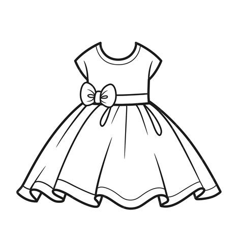 Premium Vector | Dress with fluffy skirt outline for coloring on a white background