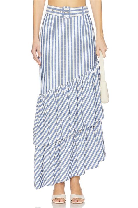 Cara Cara Terra Skirt in Ivory Blue Striped Seersucker | REVOLVE