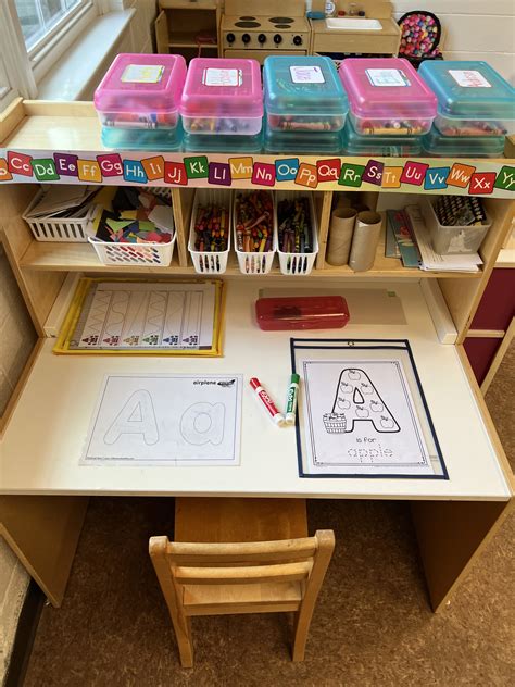 Organized Writing Center for Preschool and Kindergarten