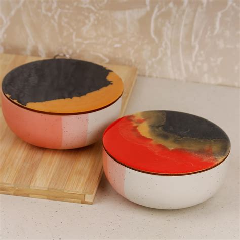 Buy The Earth Store Set of 2, 500ML Tritone Pink Matte Ceramic Bowl ...