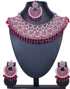 KAHAR CREATION Alloy Gold-plated Pink Jewellery Set Price in India ...
