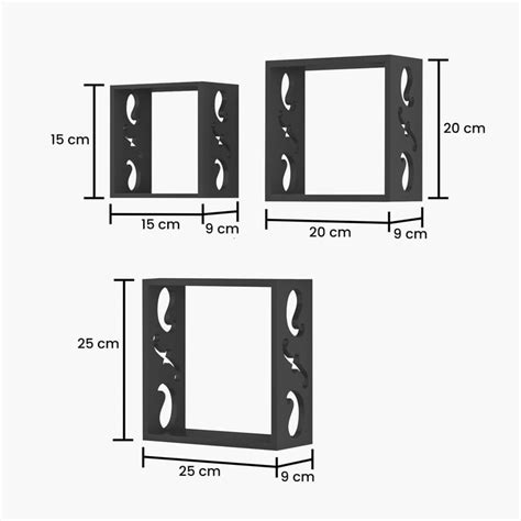 Buy HOME SPARKLE Set of 3 Floating Wall Shelves - Black from Home ...