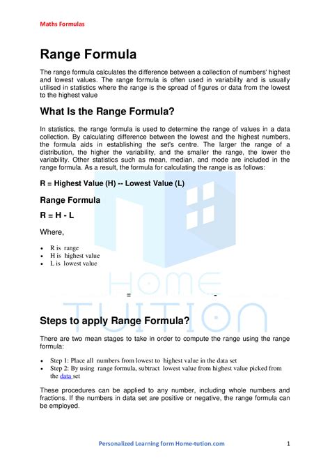 Image result for Range Formula Explained