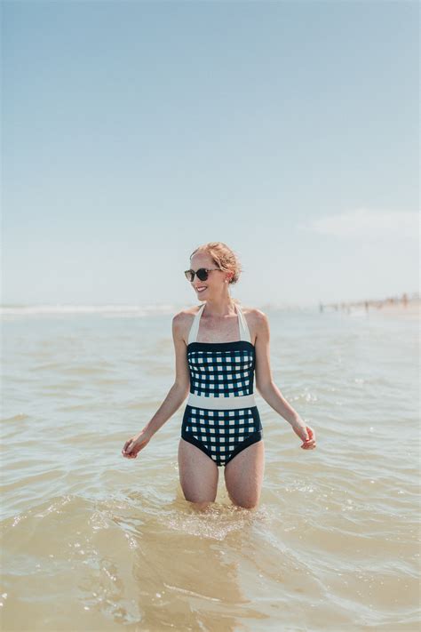 Boden Retro Gingham Bathing Suit | Kelly in the City