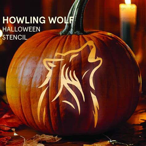 Howling Wolf Pumpkin Carving Stencil,printable Halloween Pumpkin ...