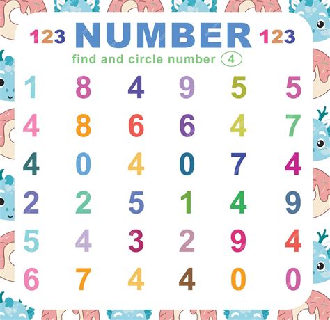 Search and circle number on the worksheet. exercise for children to ...
