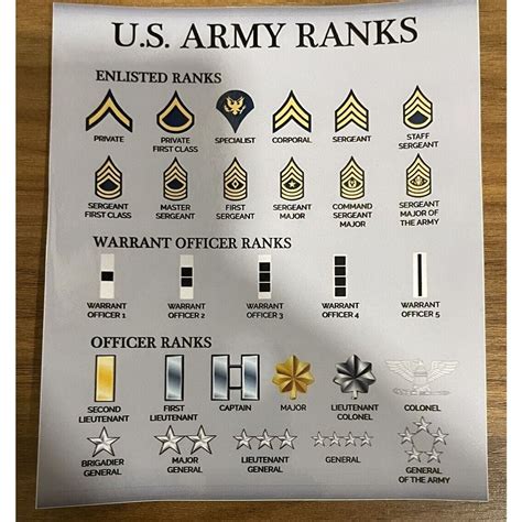 Us Army Rank Chart Printable