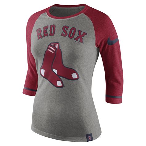 Nike Boston Red Sox Women's Heathered Gray Tri-Blend 3/4-Sleeve Raglan ...