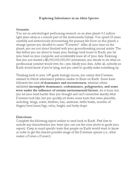 Alien Genetics Worksheet 的图像结果