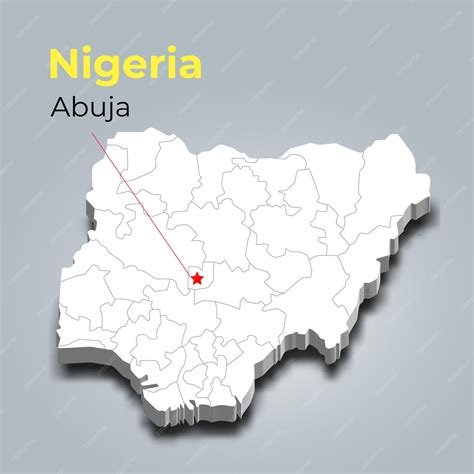 Premium Vector | Nigeria 3d map with borders of regions and its capital