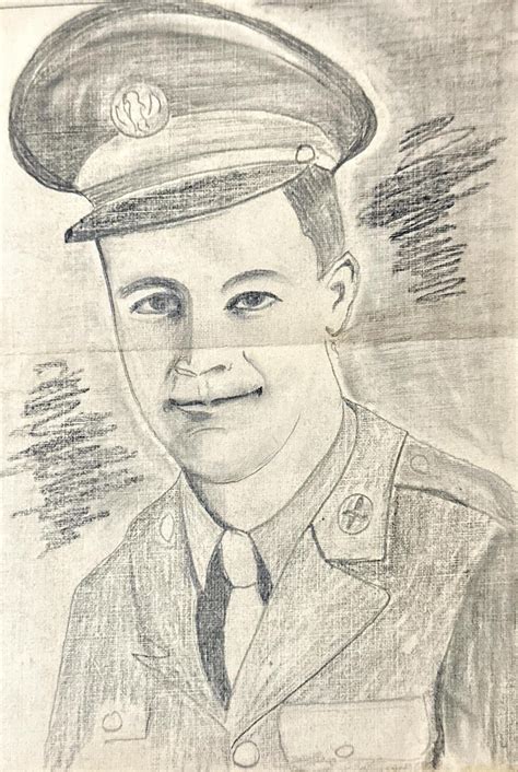 A drawing of my grandpa during WW2 (drawn by my great grandpa) and the ...