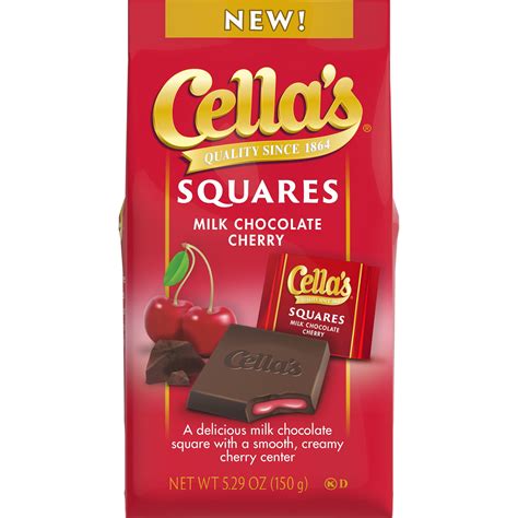 Cella's, Milk Chocolate Cherry Squares 5.29 oz. Peanut Free, Gluten ...