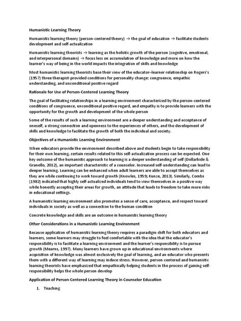 Humanistic Learning Theory | PDF | Learning | Learning Theory (Education)