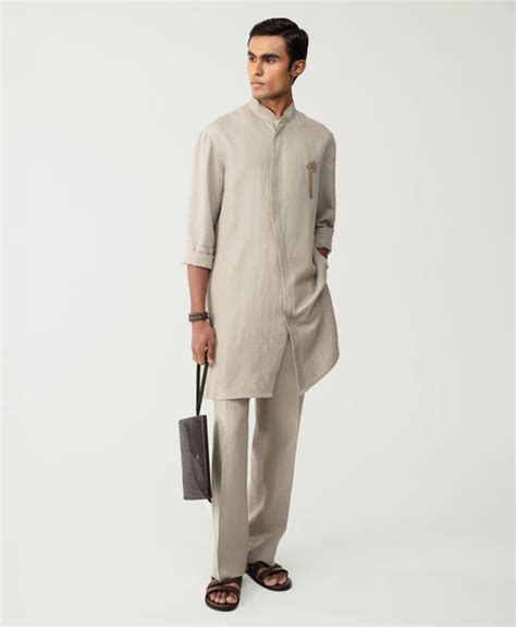 Beige S-Placket Kurta Set