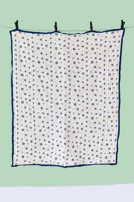 Buy White Muslin Printed Evil Eye Hand Baby Razai by Jaipur Gate Online ...