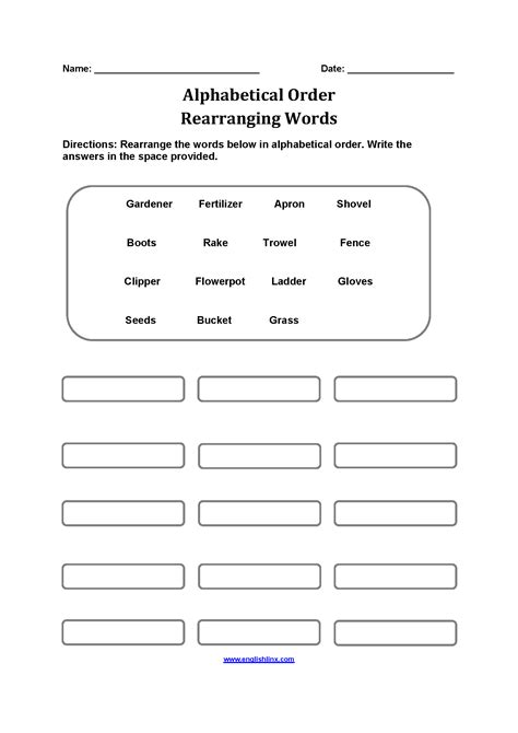 Alphabetical Order Worksheets Pdf
