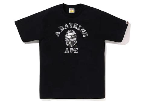 Bape Heather Gray Camo College Tee Black – Kicks Machine