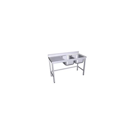 Fregadero inox con soporte 2 cubetas y escurridor izquierdo. FRICOSMOS