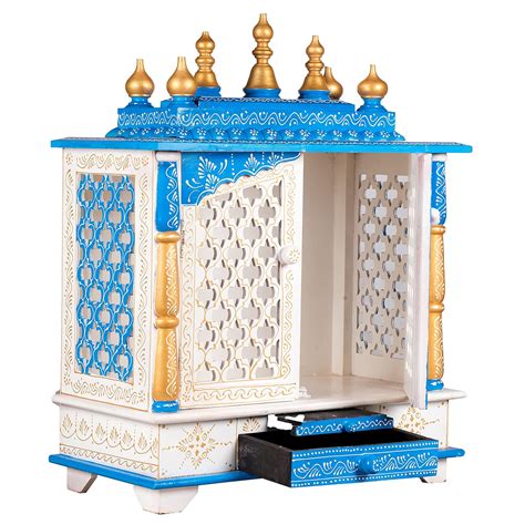 Kamdhenu art and craft Wood Home Temple (18 x 12 x 21 inch, White ...