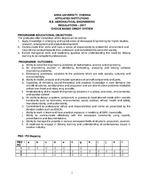 B.E. Aeronautical Engineering Syllabus 2017 - Complete Overview - Studocu