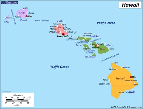 Map of Hawaii State, USA - Mapsius.com