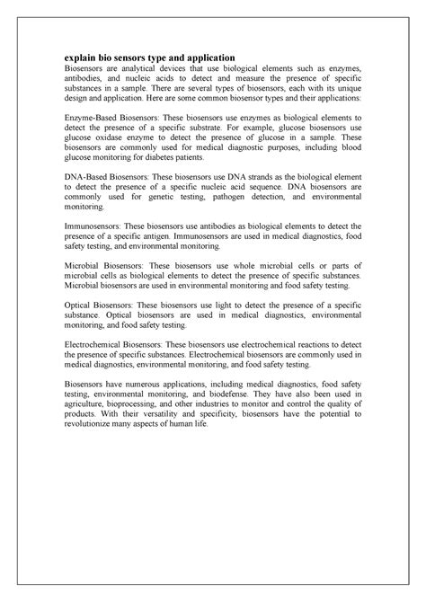 Explain bio sensors type and application - explain bio sensors type and ...