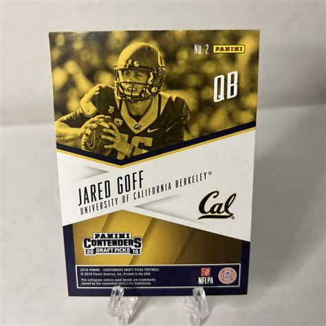 2016 Panini Contenders Draft Picks Jared Goff Rookie School Colors #2 ...