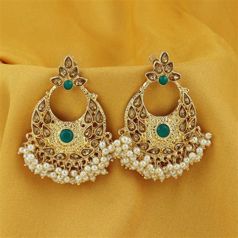 Sukkhi Delightful LCT Gold Plated Pearl Chandbali Earring For Women ...