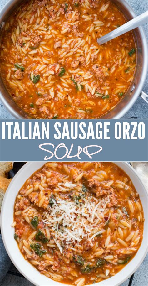 This One Pot Sausage Orzo Soup with Spicy Italian Sausage, Orzo Pasta ...
