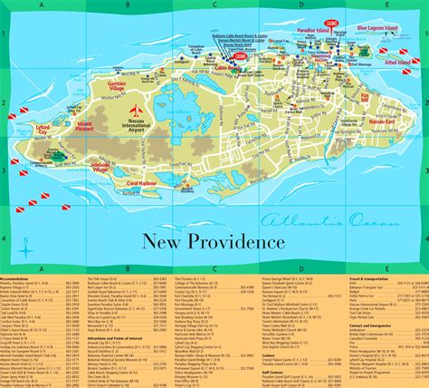 New Providence hotels and tourist attractions map - Ontheworldmap.com