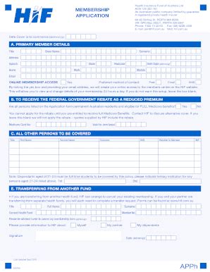Fillable Online Application form - HIF Fax Email Print - pdfFiller