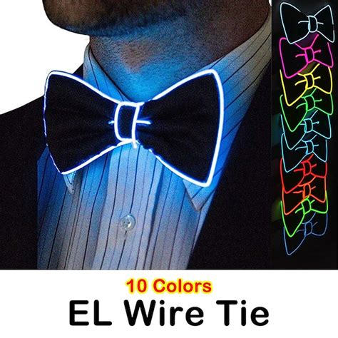 Luminous Light Up Bow Tie LED El Wire Tie For Christmas Rave Party Gift ...