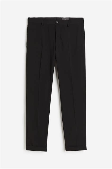Slim Fit Cropped suit trousers - Black - Men | H&M IN