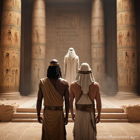 Pharaoh Confronted by Moses and Aaron | Stable Diffusion Online