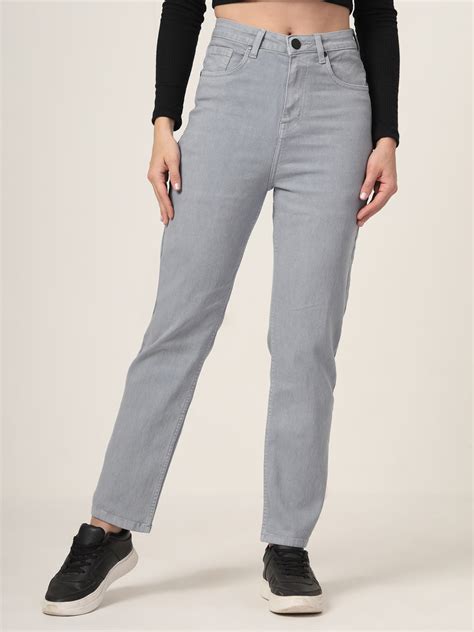 Style Quotient Women Grey Straight Fit High Rise Stretchable Jeans ...