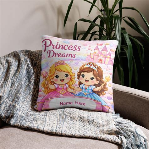 Princess Dreams Pillow | Cute Heart & Princesses Throw Pillow | Magical ...