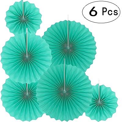Teal Blue Party Hanging Paper Fans Decorations - India | Ubuy