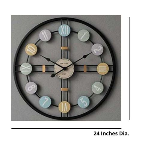 Metallic Roman numeric black circle wall clock (Dia 24 Inches) - Punam ...