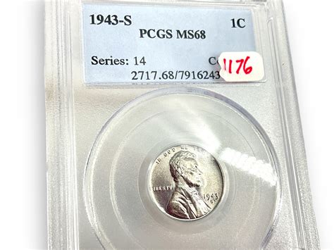 Lot - 1943-S U.S. Lincoln Steel One-Cent Coin in Slab